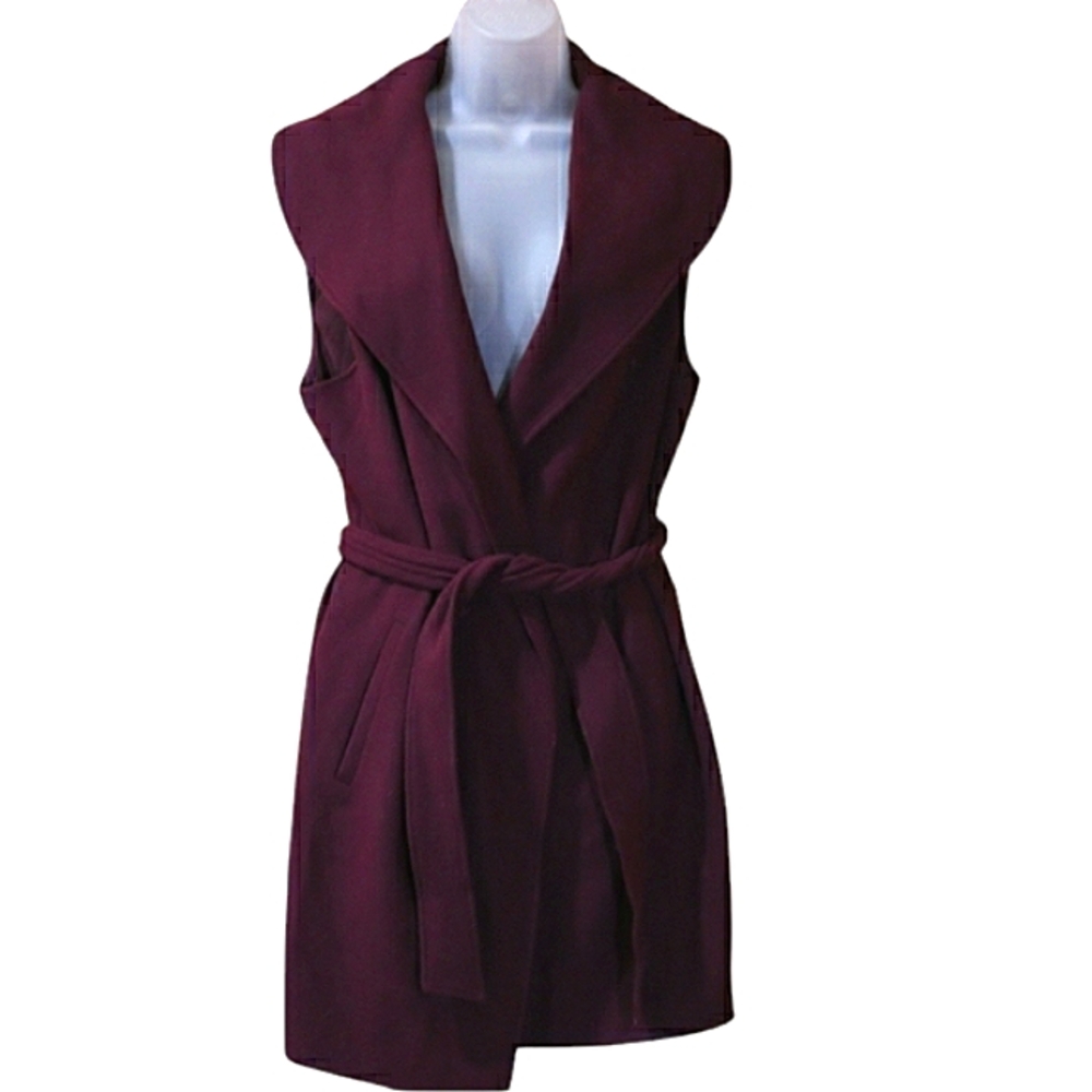 White House Black Market Burgundy Sleeveless Cardigan